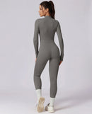 Long-Sleeve Zip-Up Yoga Bodysuit for Women