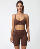 Seamless Matching Workout Set — Sculpting Bra Top & Bike Shorts