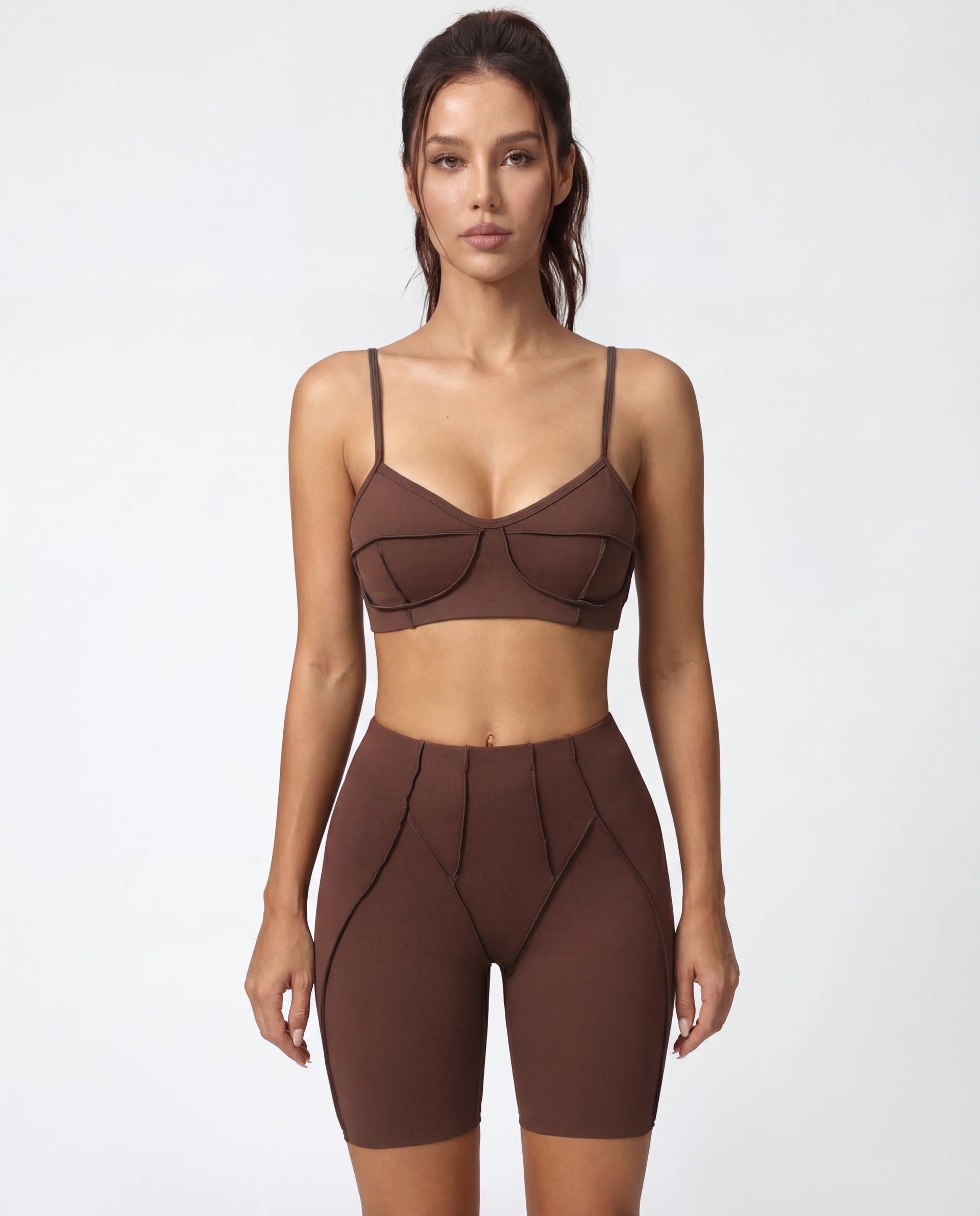 Seamless Matching Workout Set — Sculpting Bra Top & Bike Shorts