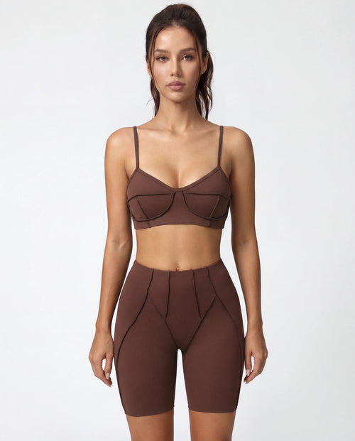 Seamless Matching Workout Set — Sculpting Bra Top & Bike Shorts