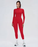 Long-Sleeve Zip-Up Yoga Bodysuit for Women