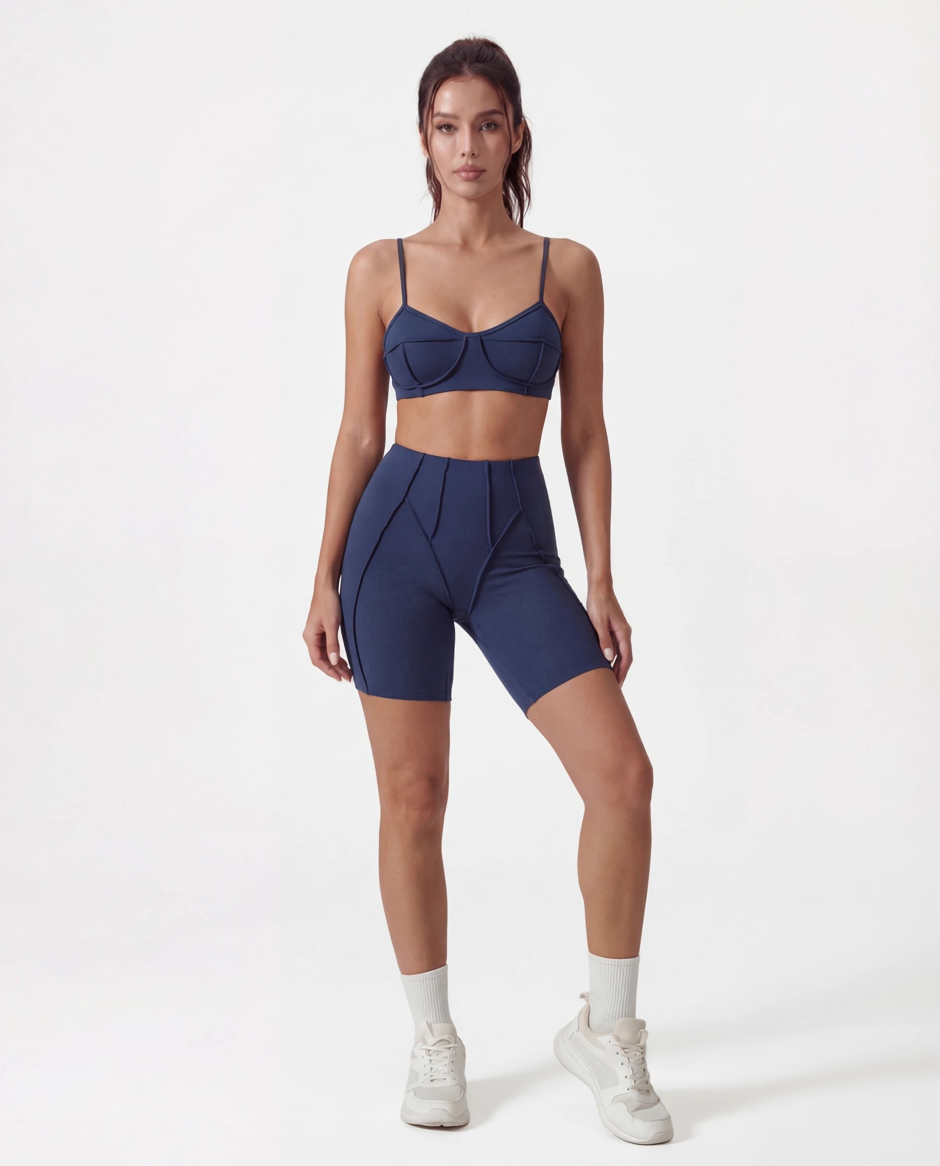 Seamless Matching Workout Set — Sculpting Bra Top & Bike Shorts