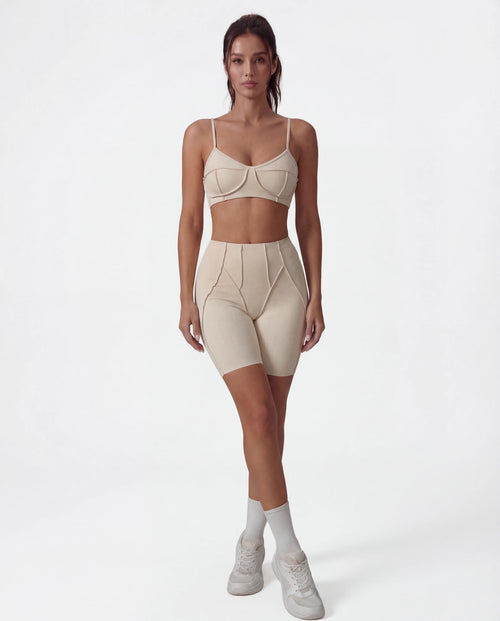 Seamless Matching Workout Set — Sculpting Bra Top & Bike Shorts