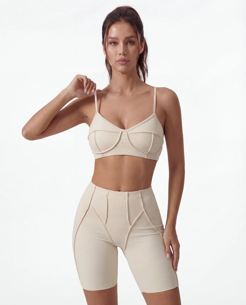 Seamless Matching Workout Set — Sculpting Bra Top & Bike Shorts