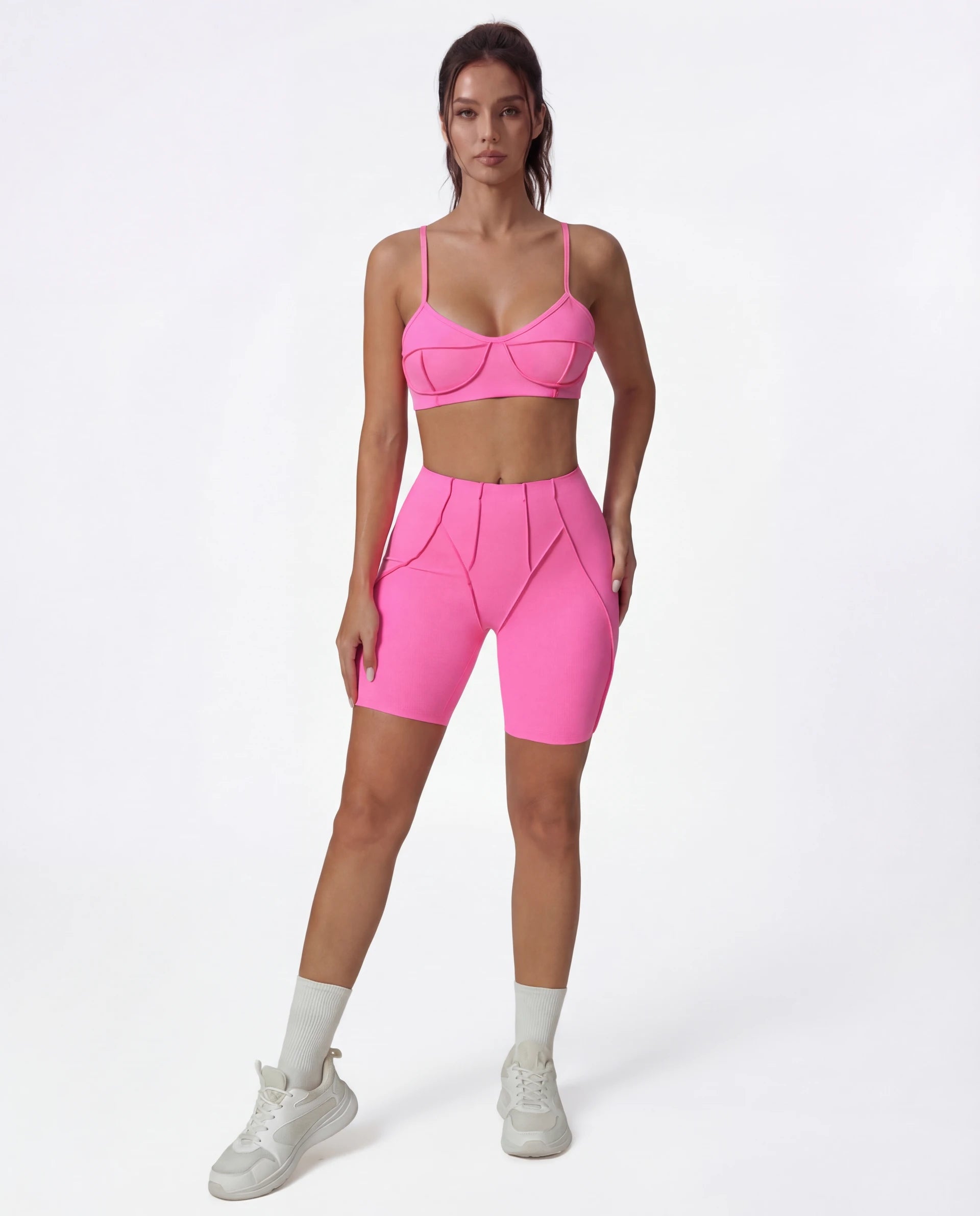 Seamless Matching Workout Set — Sculpting Bra Top & Bike Shorts