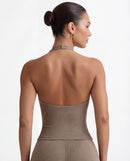 Halter Neck Push-Up Sports Bra for Women — Open Back