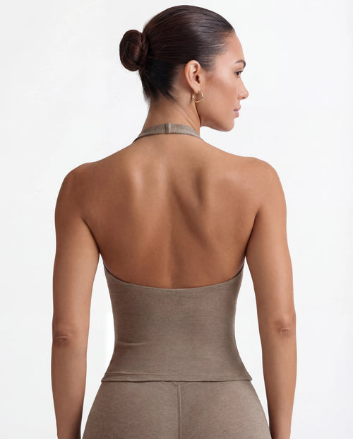 Halter Neck Push-Up Sports Bra for Women — Open Back