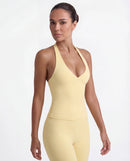 Halter Neck Push-Up Sports Bra for Women — Open Back