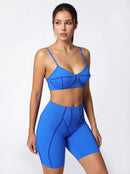 Seamless Matching Workout Set — Sculpting Bra Top & Bike Shorts