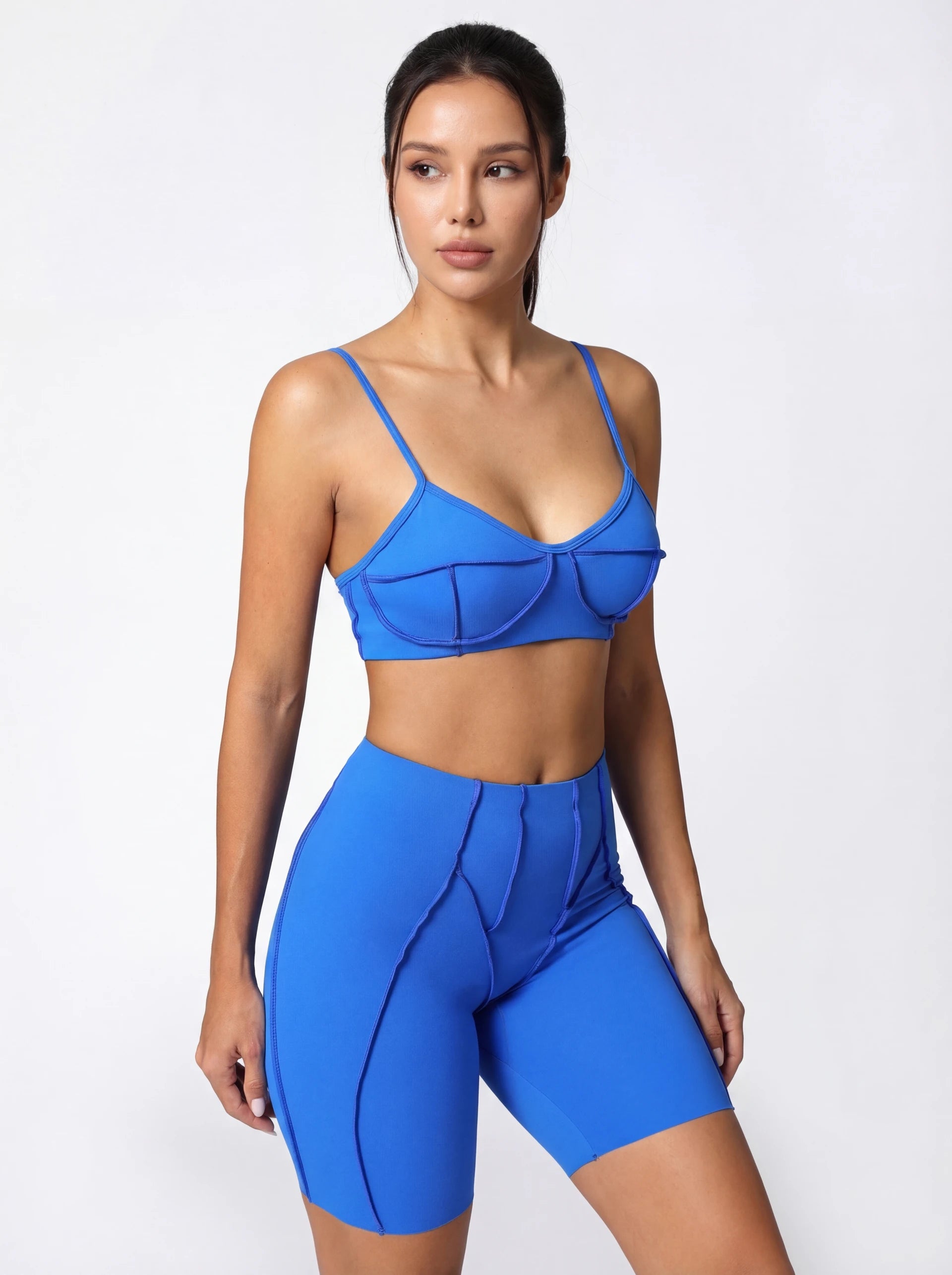 Seamless Matching Workout Set — Sculpting Bra Top & Bike Shorts