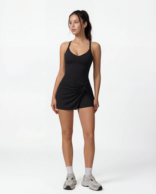Twisted-Front Sleeveless Yoga Jumpsuit for Women — Built-In Bra