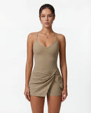 Twisted-Front Sleeveless Yoga Jumpsuit for Women — Built-In Bra