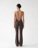 Open-Back Flare Leg Jumpsuit