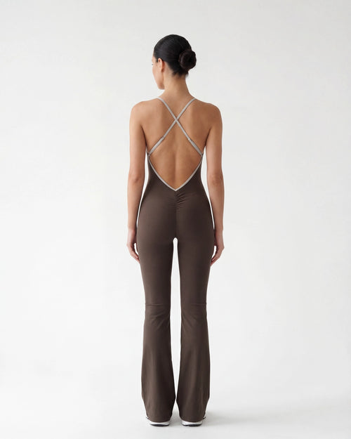 Open-Back Flare Leg Jumpsuit
