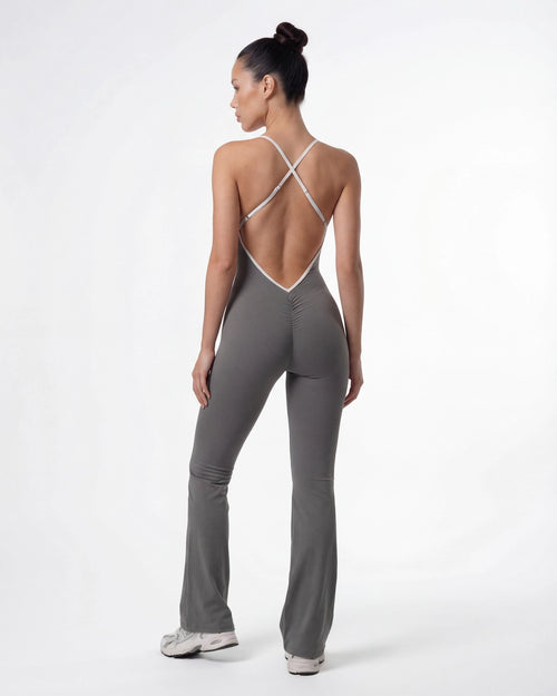 Open-Back Flare Leg Jumpsuit