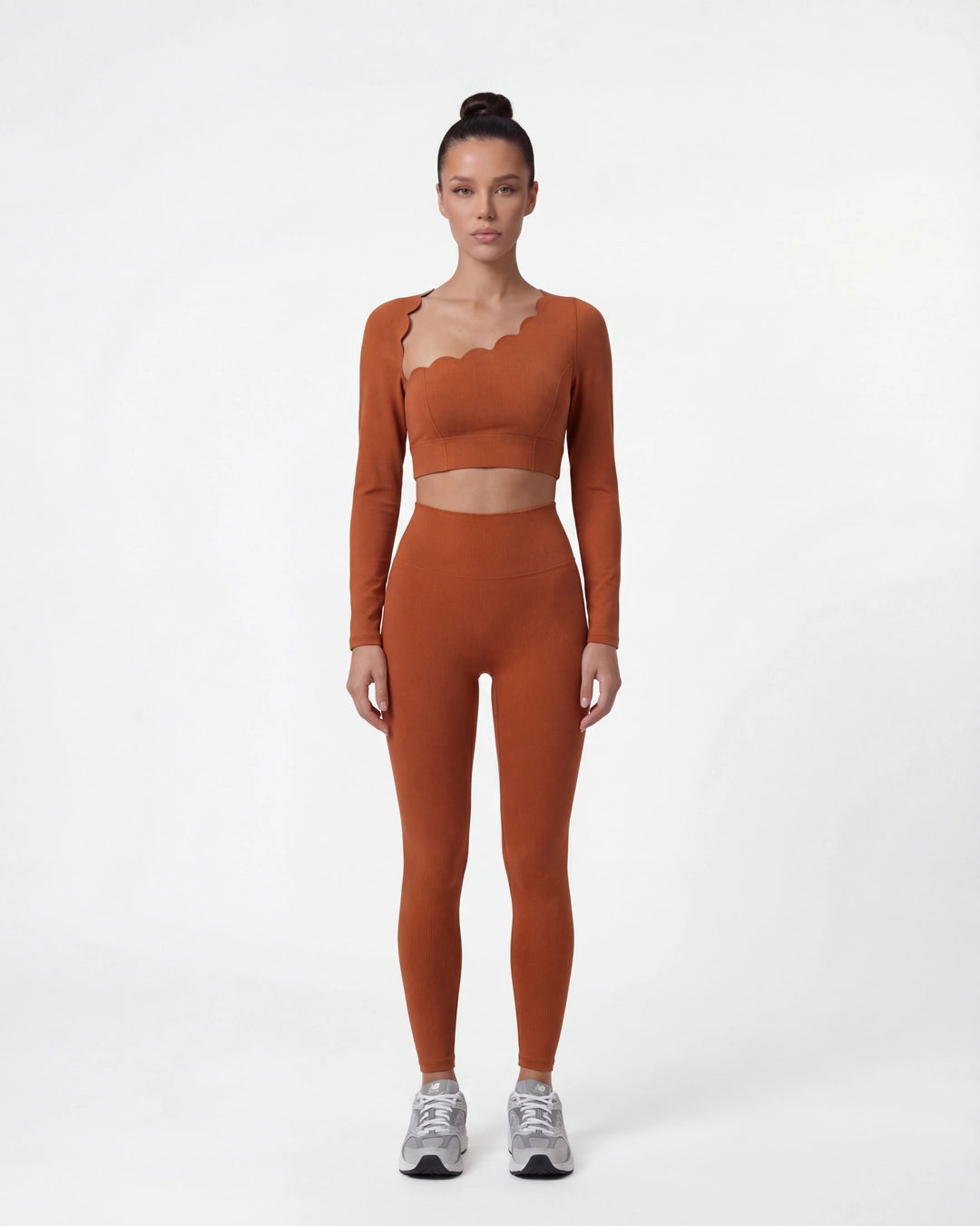 Hollow-Out Long Sleeve Crop Top