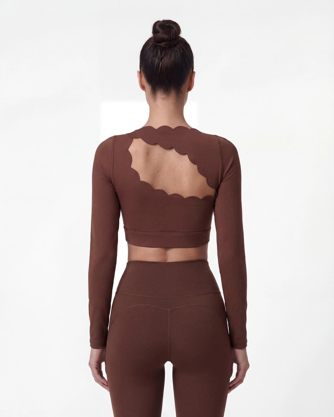 Hollow-Out Long Sleeve Crop Top