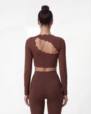 Hollow-Out Long Sleeve Crop Top