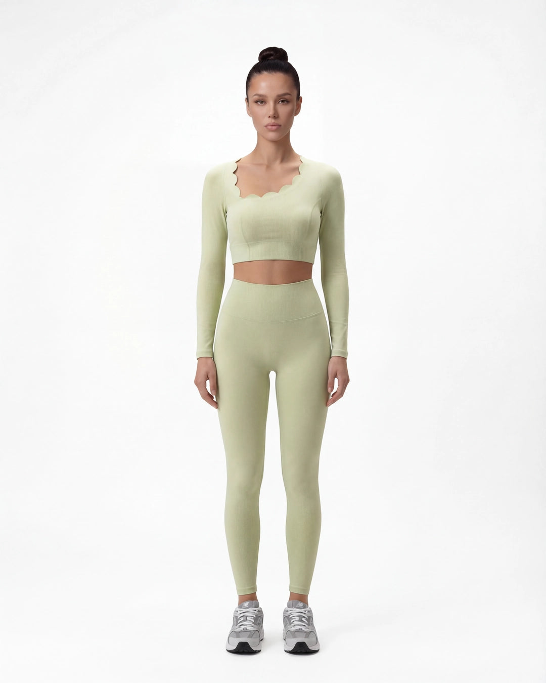 Hollow-Out Long Sleeve Crop Top