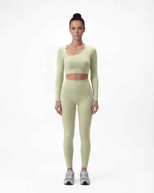 Hollow-Out Long Sleeve Crop Top
