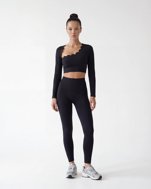 Hollow-Out Long Sleeve Crop Top