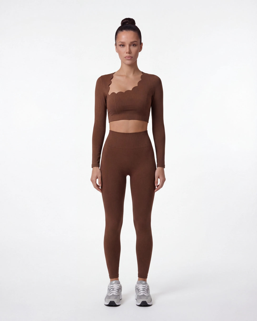 Hollow-Out Long Sleeve Crop Top