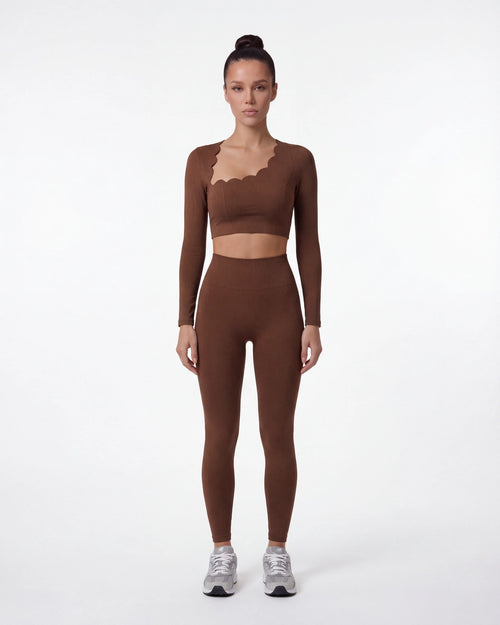 Hollow-Out Long Sleeve Crop Top