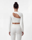 Hollow-Out Long Sleeve Crop Top