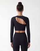 Hollow-Out Long Sleeve Crop Top