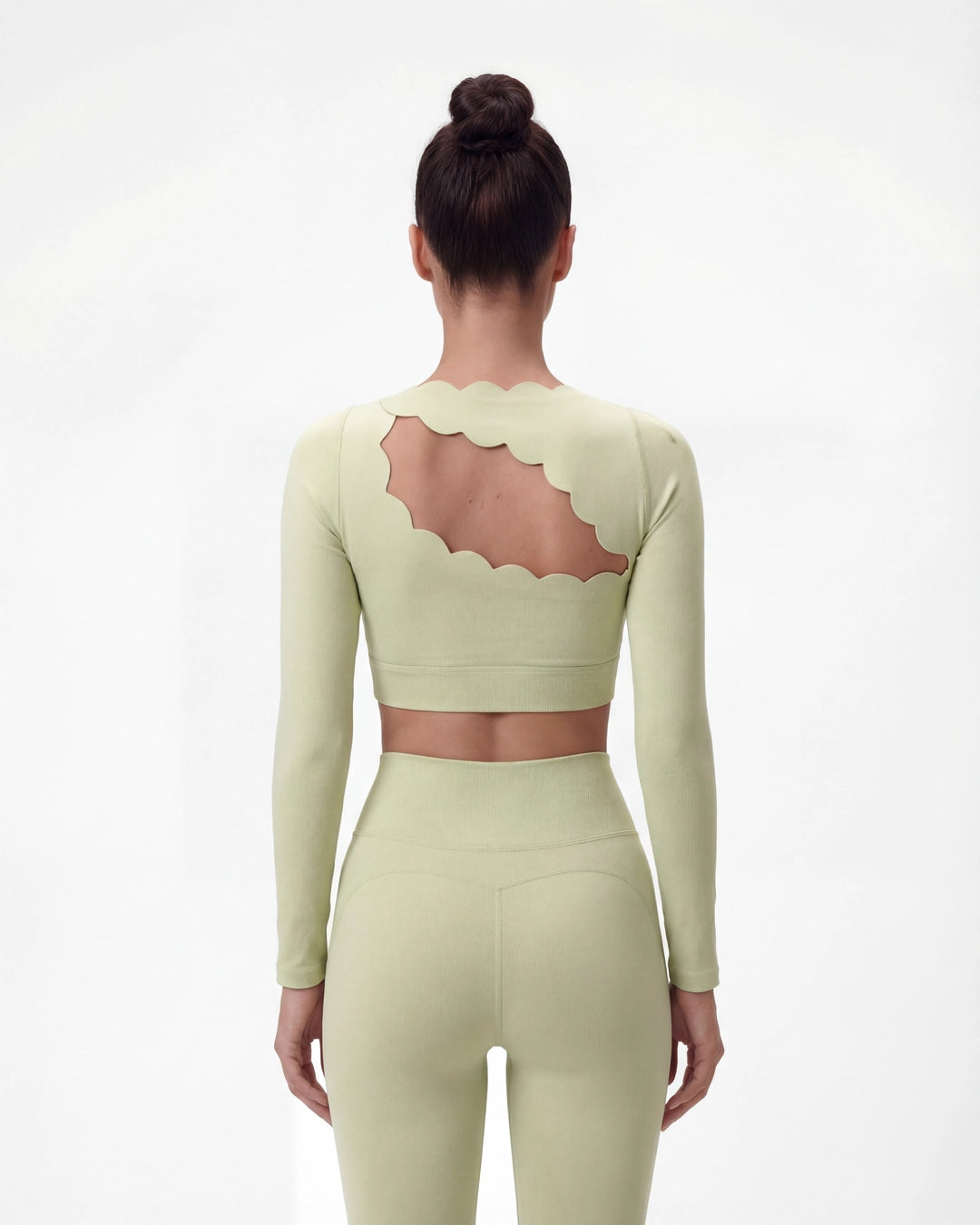 Hollow-Out Long Sleeve Crop Top