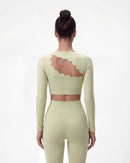 Hollow-Out Long Sleeve Crop Top