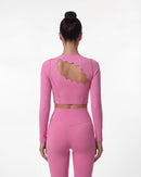 Hollow-Out Long Sleeve Crop Top