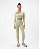 Hollow-Out Long Sleeve Crop Top