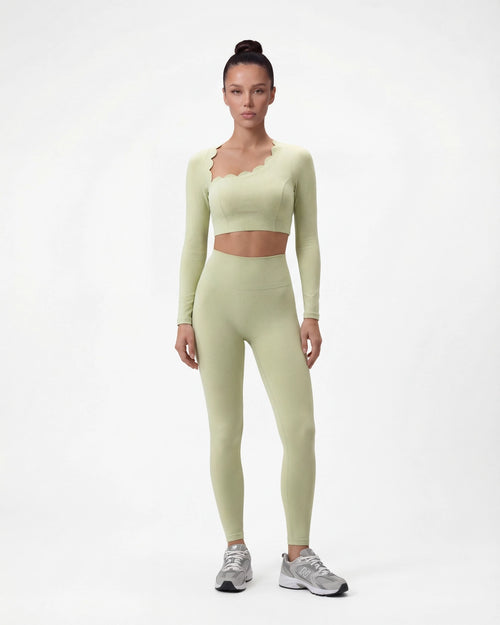 Hollow-Out Long Sleeve Crop Top