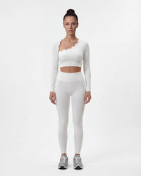 Hollow-Out Long Sleeve Crop Top