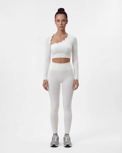 Hollow-Out Long Sleeve Crop Top