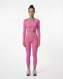 Hollow-Out Long Sleeve Crop Top