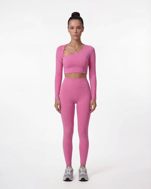 Hollow-Out Long Sleeve Crop Top