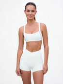 Cross-Waist Biker Shorts & Suspender Sports Bra Set