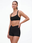 Cross-Waist Biker Shorts & Suspender Sports Bra Set