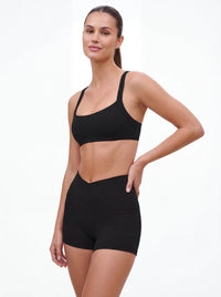Cross-Waist Biker Shorts & Suspender Sports Bra Set