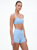Cross-Waist Biker Shorts & Suspender Sports Bra Set