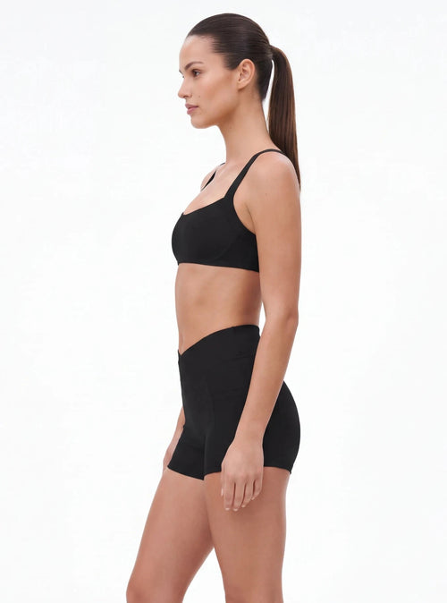 Cross-Waist Biker Shorts & Suspender Sports Bra Set