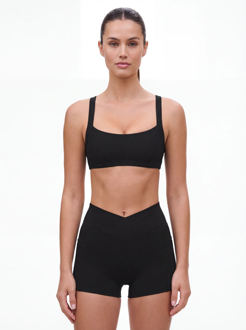 Cross-Waist Biker Shorts & Suspender Sports Bra Set