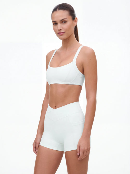 Cross-Waist Biker Shorts & Suspender Sports Bra Set